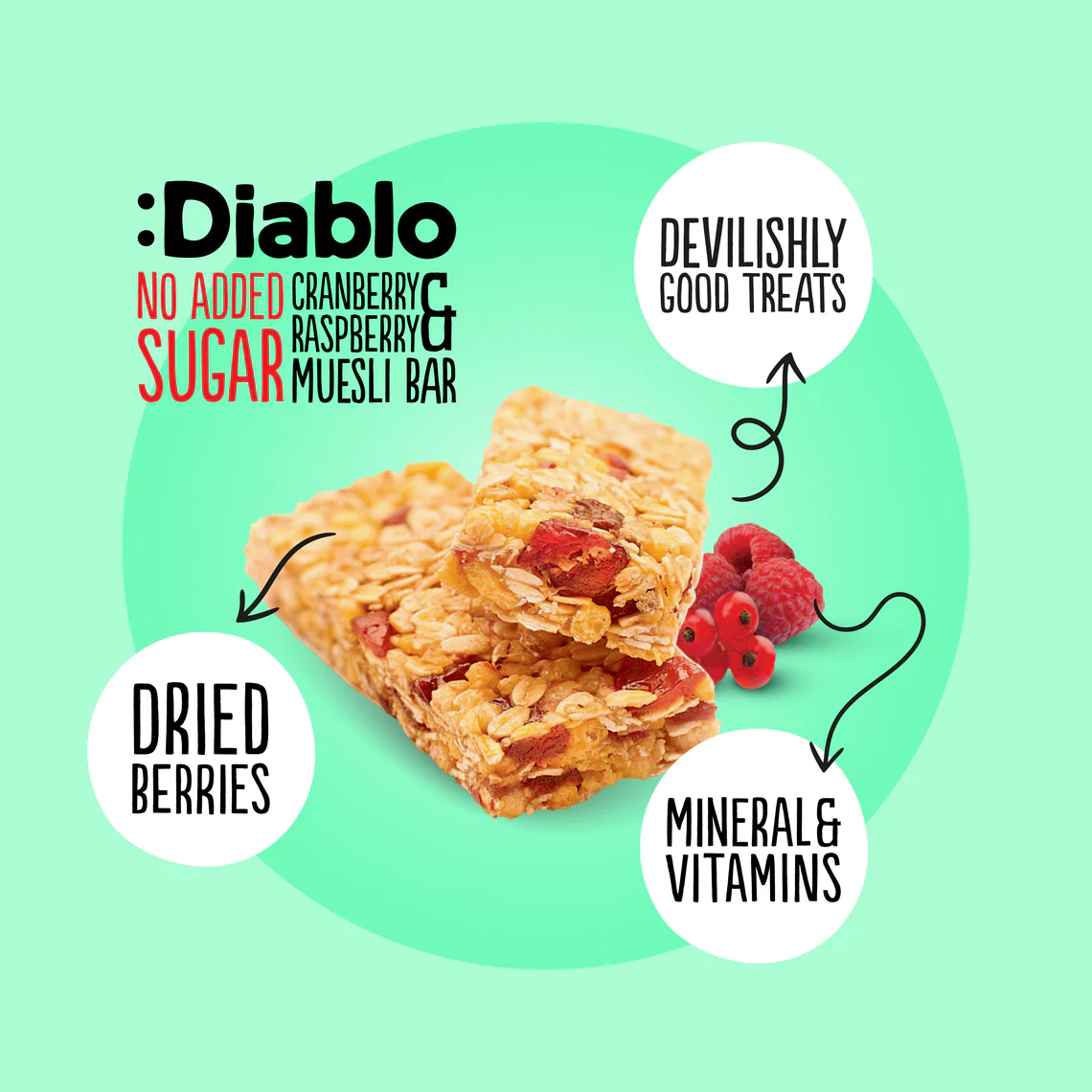 Diablo Cranberry & Raspberry Muesli 30g - Image 4