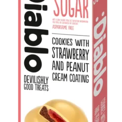 Diablo No Added Sugar Cookies with Strawberry and Peanut Cream Coating (100g)
