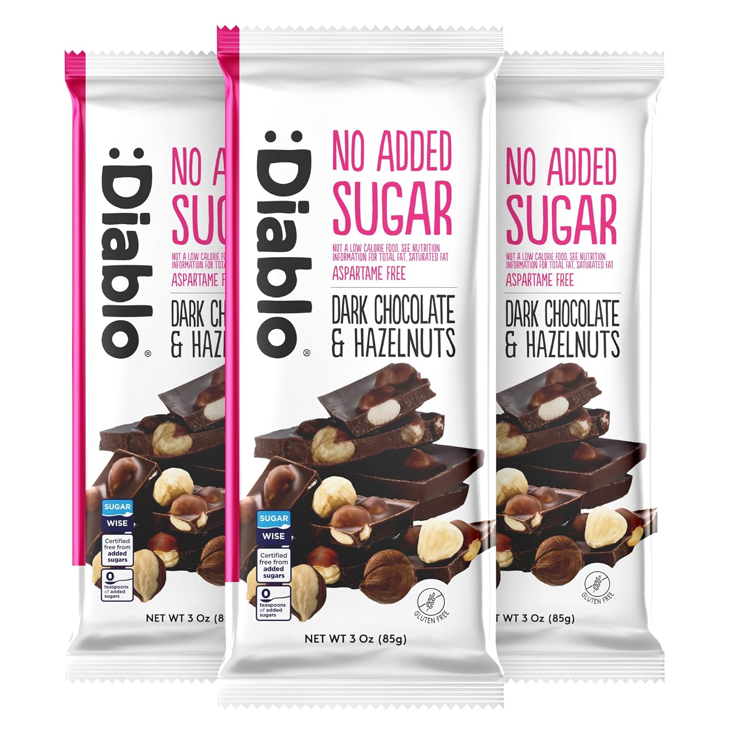 Diablo No Added Sugar Dark Chocolate with Hazelnuts Maltitol 85g